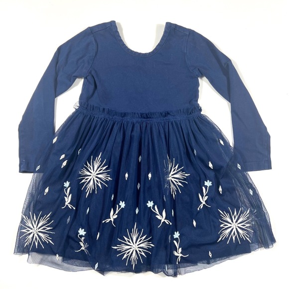 Hanna Andersson Other - Hanna Andersson Disney 100cm 4T Frozen Elsa Tulle Dress Navy Blue Snowflake GUC